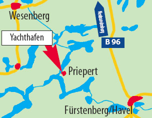 Anfahrtsskizze Charterstützpunkt Priepert